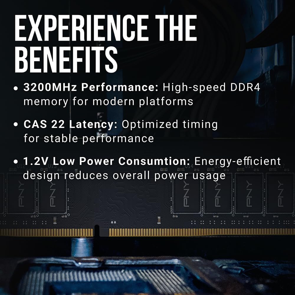 PNY 8GB DDR4 3200MHz Desktop RAM – PC4-25600 CL22 High-Speed Performance Memory Upgrade - رام