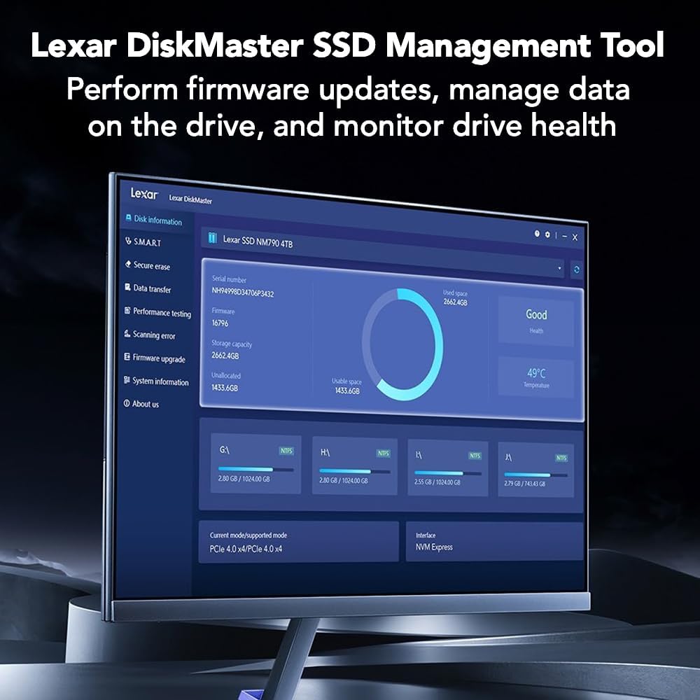 Lexar NQ780 1TB PCIe 4.0 NVMe M.2 SSD – High-Speed Gen4x4 6500 MB/S  Solid State Drive for PC & PS5 - مساحة تخزين