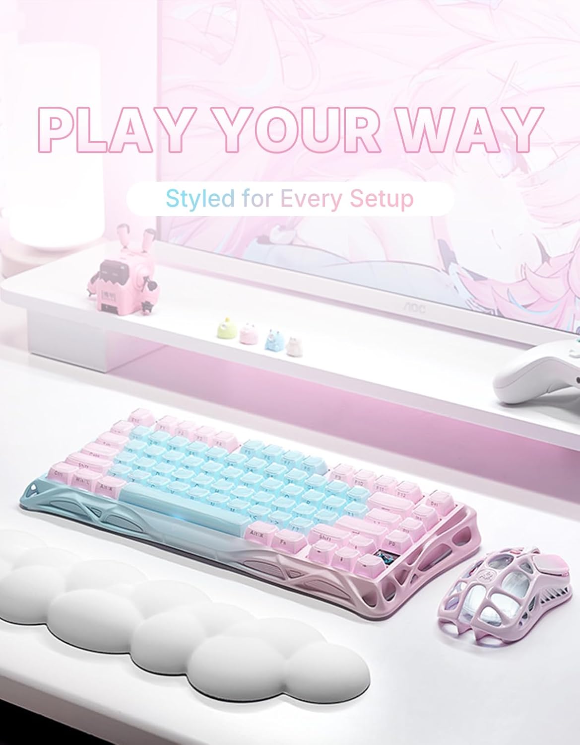GRAVASTAR MERCURY K1 Lite 75% Wireless Mechanical Gaming Keyboard – Aurora Mist - كيبورد احترافي