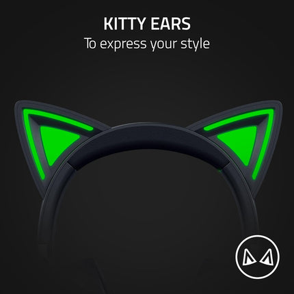 سماعة رأس Razer Kraken Kitty V2 USB سلكية RGB: كروما كيتي آذان - أسود - سماعة رأس 