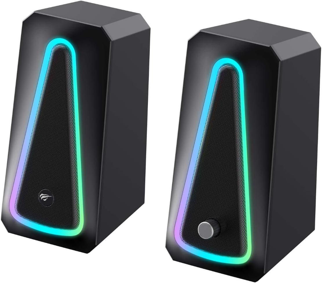 HAVIT SK208 PRO RGB Desktop Gaming Speakers (Black) – USB 2.0 Powered Stereo PC Speakers - مكبر الصوت