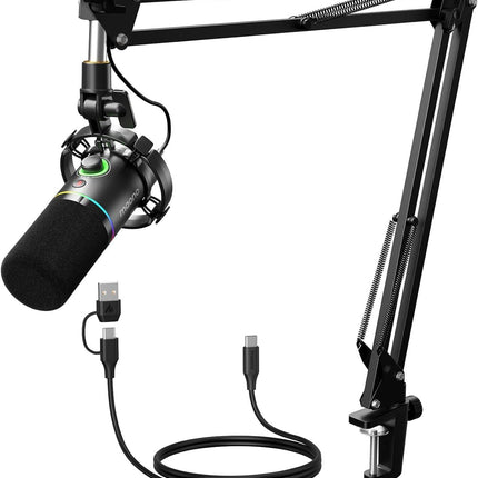 MAONO Maonocaste PD200XS USB/XLR Dynamic Microphone Set with Boom Arm-ميكروفون و ستاند