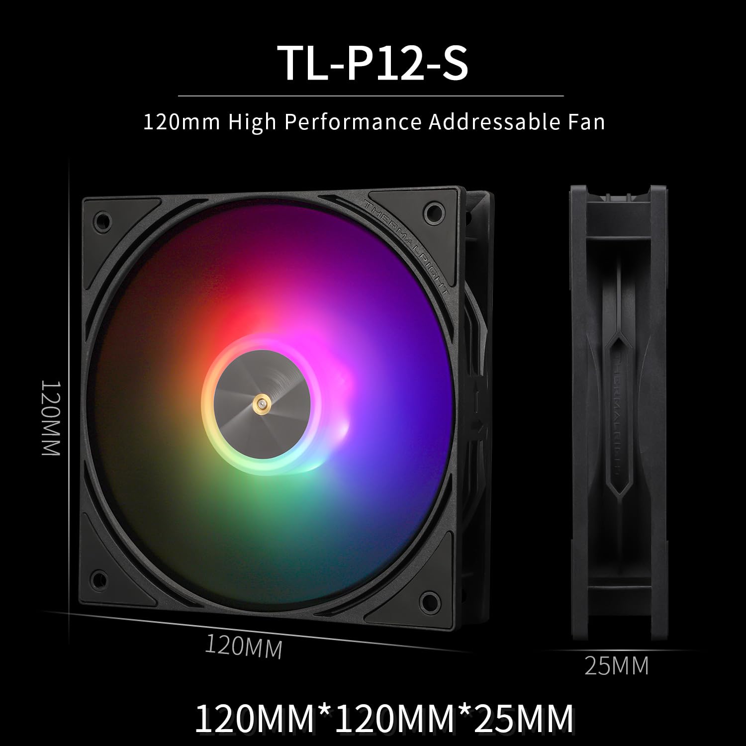 Thermalright Assassin X 120R Digital ARGB Black CPU Air Cooler, 2000RPM Speed,4 Heatpipes, 12cm Quiet PWM Fan CPU Cooler, Digital Screen Top Cover,for AM4/AM5,Intel LGA1700/1851/1150/1151/1200 - مبرد هوائي