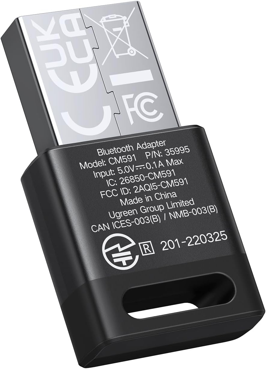 UGREEN USB Bluetooth Adapter for PC, 5.3 Bluetooth Dongle for Laptop,Mouse, Keyboard, Printers, Headsets, Speakers, Windows 8.1/10/11 - بلوتوث