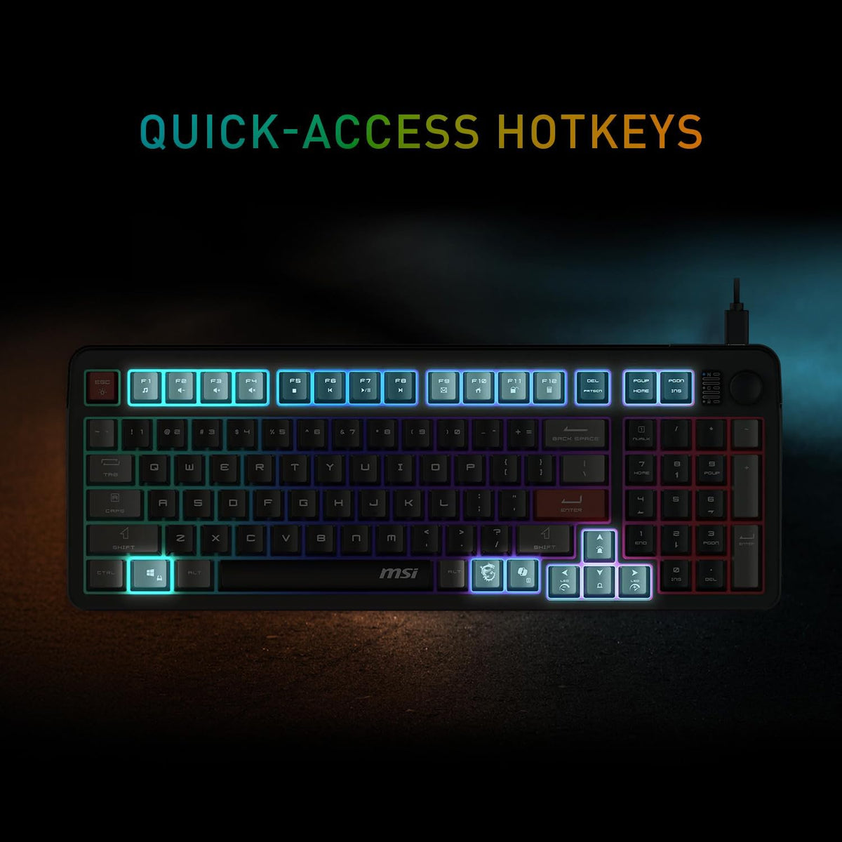 MSI Forge GK110 Gaming Combo – Durable Membrane Keyboard & 7200 DPI RGB Gaming Mouse (Hotkeys, Ergonomic Wrist Support) - ماوس وكيبورد