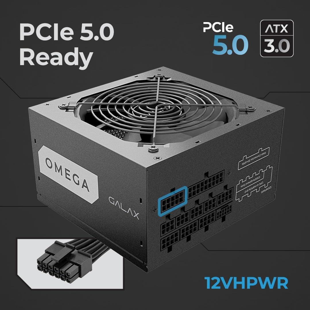 GALAX Omega GLX1200 PSU 1200 Watt 80+ Gold Certified/Cybenetics Platinum/Fully Modular/Sleeved Cables/ATX 3.0 Gaming Power Supply Black - مزود طاقة
