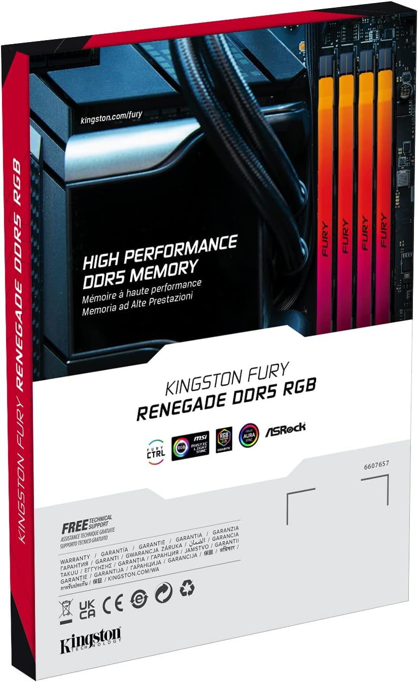 Kingston Fury Renegade Black RGB XMP 48GB 6400MT/s DDR5 CL32 DIMM Desktop Gaming Memory - رارم