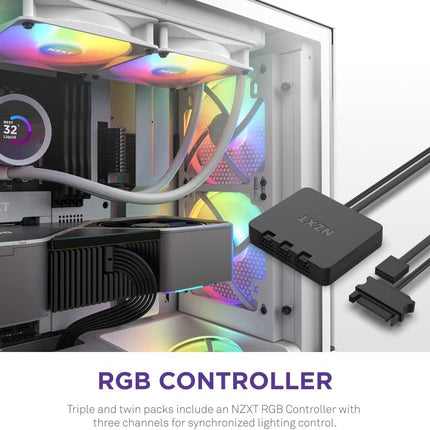 NZXT F140 Core RGB Series Twin Fan باللون الأبيض - مراوح آر جي بي أبيض