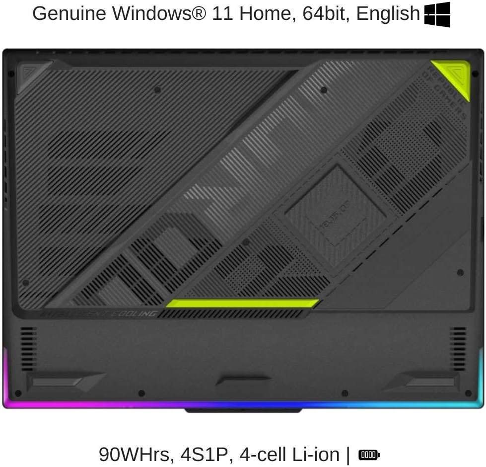 Asus ROG Strix G16 Gaming Laptop G614PR-G016W, 16-inch FHD 165Hz, R9 8940HX, RTX 5070Ti 12GB, 16GB Ram, 1TB SSD, Gray - لابتوب قيمنق