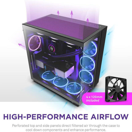 NZXT H Series H9 Flow Edition Black ATX Mid-Tower Case - كيس أسود