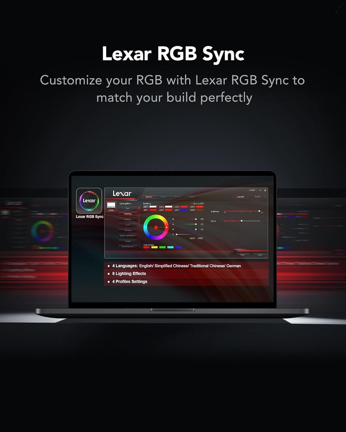 Lexar ARES RGB DDR4 RAM 16GB Kit (2x8GB) 3600MHz CL18 DDR4 Black - الذاكرة العشوائية