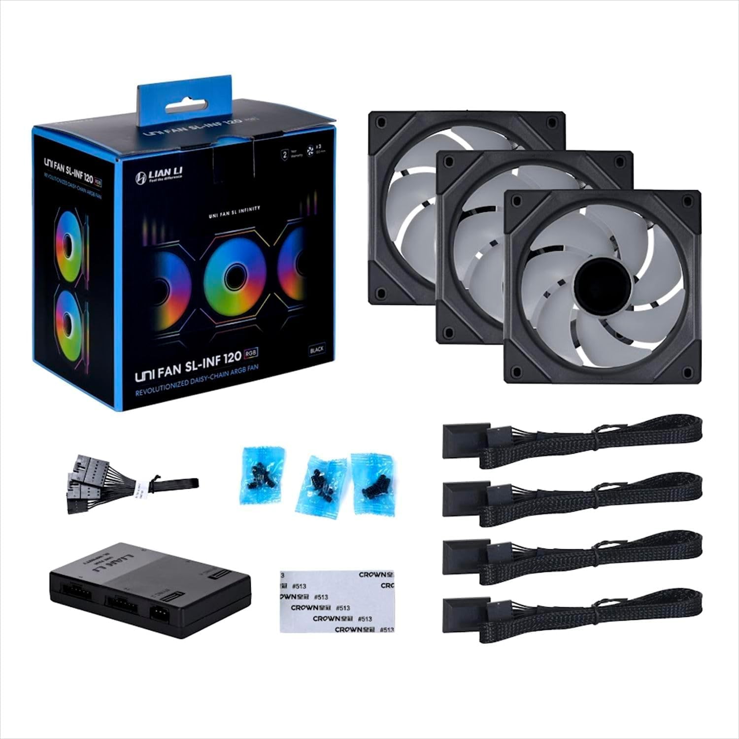 Lian Li UNI 3 Fan SL-Infinity 120mm-Triple Pack-ARGB Fan (Non-Wireless)- White - مرواح