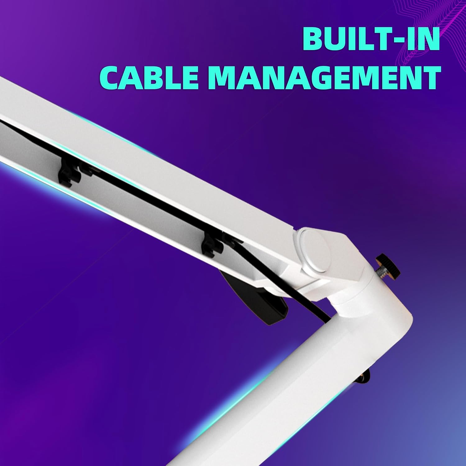 Prizmora ( AS17W-US)  Low Profile Mic Arm Microphone Boom Arm Professional Adjustable with 15cm Riser Solid Desk Mount Clamp Cable Management Microphone Holder Stand for Podcast Streaming Gaming Mic Stand White - ستاند للمايك