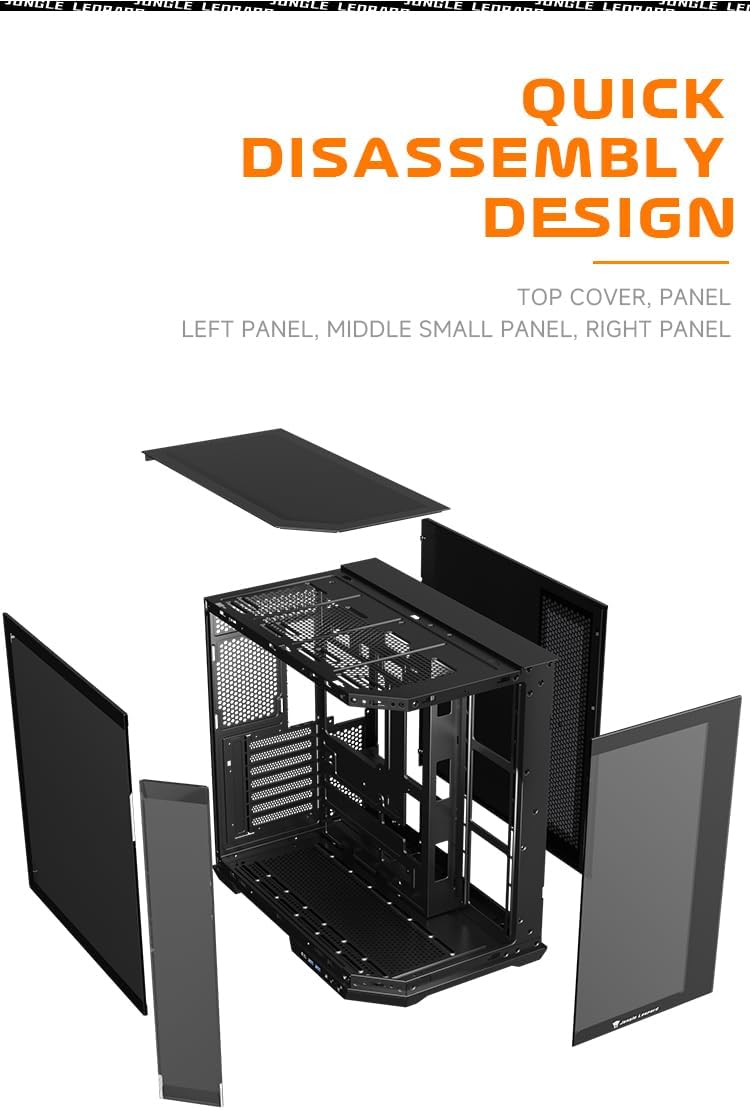 JUNGLE LEOPARD ( As-01 ) ATX Mid Tower Gaming Case Black with 4 Galaxy Fans (With Type-C) - كيس