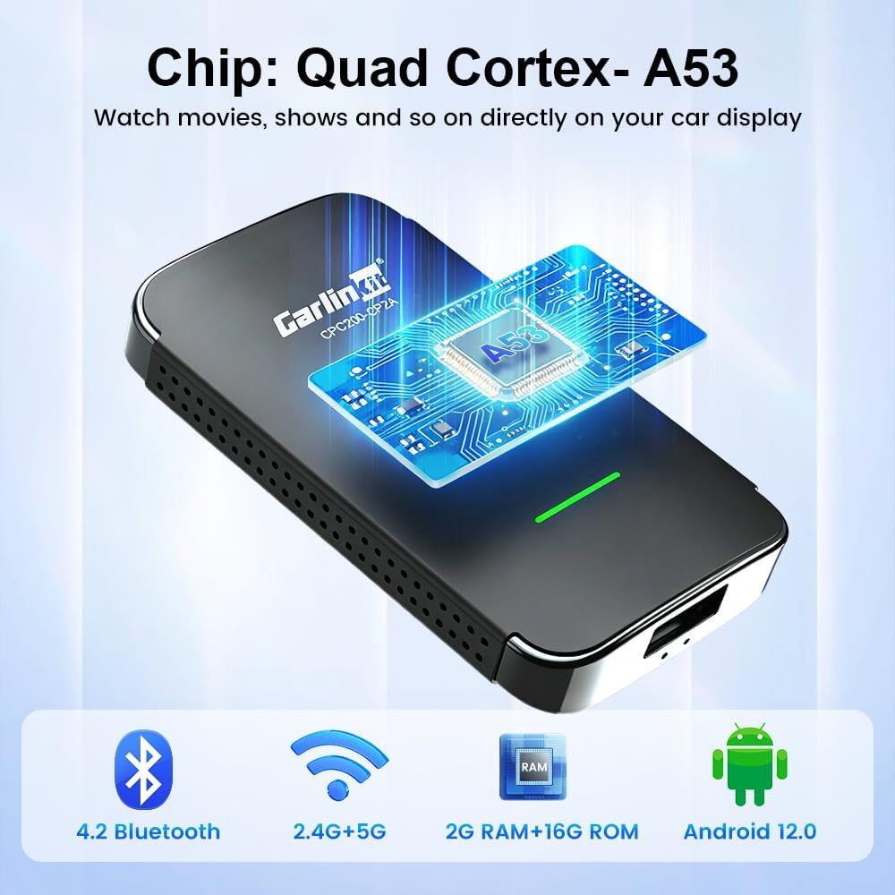 Carlinkit CP2A Pro Adapter – Converts Factory Wired CarPlay to Wireless CarPlay & Android Auto (5.8GHz Dual-Band, USB-A / Type-C) - قطعة تحويل الكاربلاي الى لاسلكي
