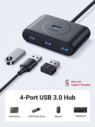 Ugreen محول 4 في 1 USB 3.0 Data Hub + كابل 1M أسود - موزع يو أس بي