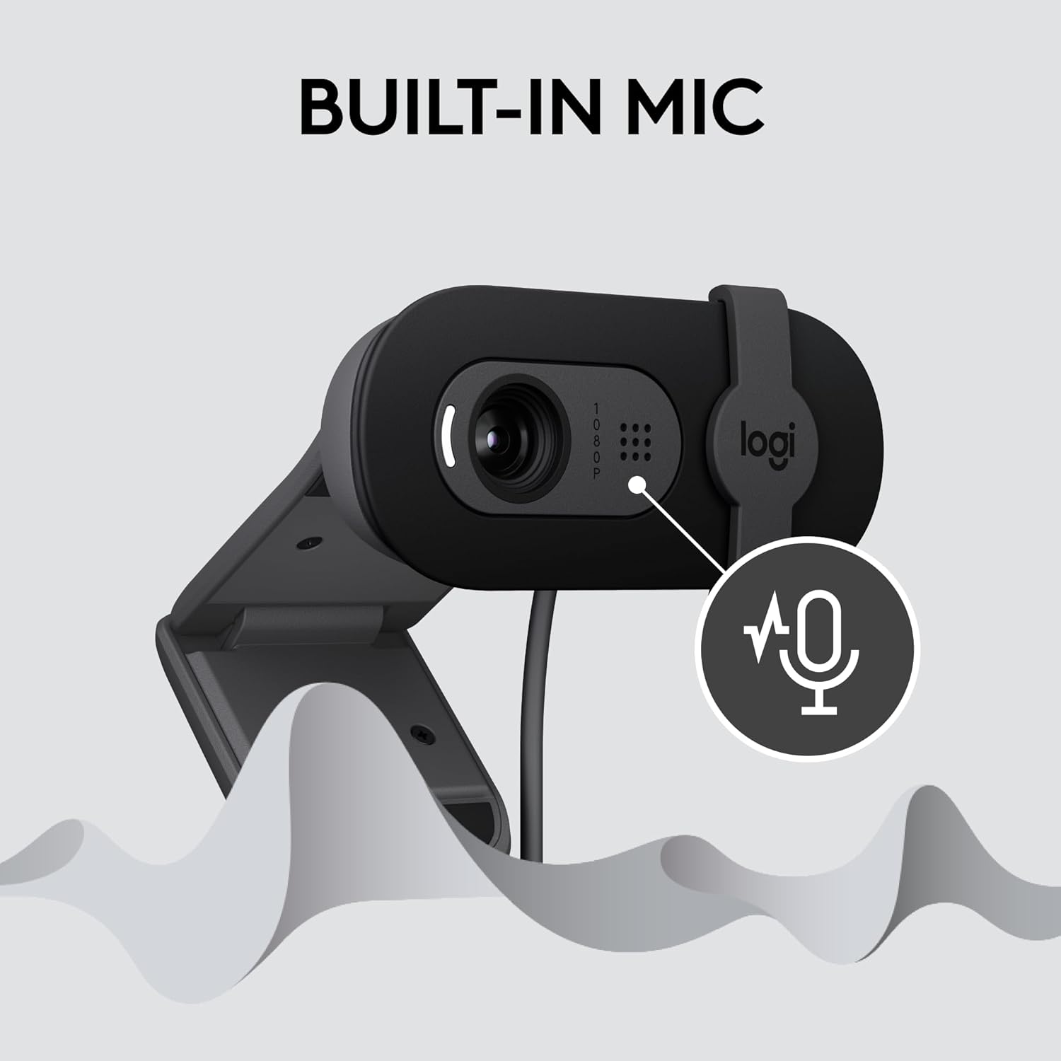 Logitech Brio 101 Full HD 1080p Webcam for Meetings, Streaming, Desktop, Laptop, PC - Built-in Mic, Shutter, Works with Zoom, Microsoft Teams, Nintendo Switch 2’s new GameChat Mode, USB-A,-Black - كام