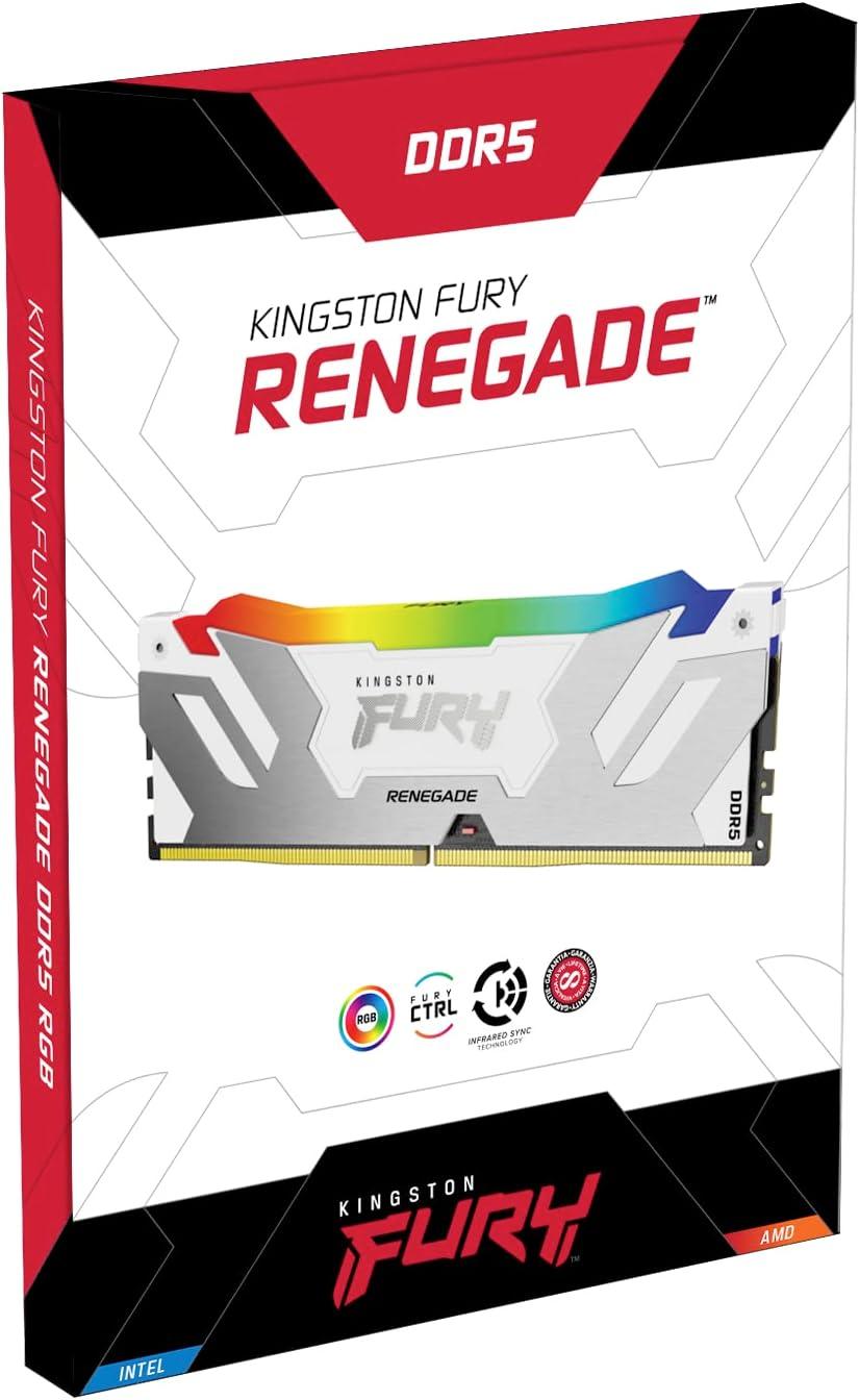Kingston Fury Renegade RGB white XMP 48GB (24GB*2) 8400MT/s DDR5 CL40 CUDIMM - الذاكرة العشوائية