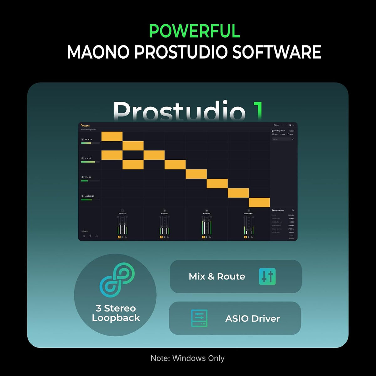 Maono PS22 Lite Audio Interface ProStudio – 24-bit/192kHz, Premium Mic Preamps, +48V Phantom Power, Zero-Latency Direct Monitoring (PC/Mac) - مكسر صوت