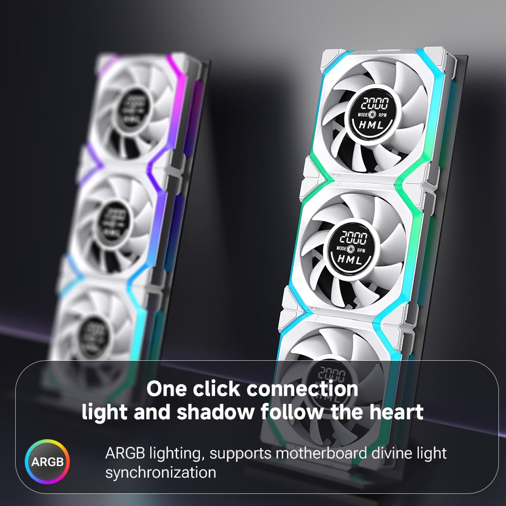 Jungle Leapard Galaxy V2 Dgt 3Pack Fans (Forward / Reverse), 120mm ARGB and PWM Case Fan White - مروحة مع شاشه