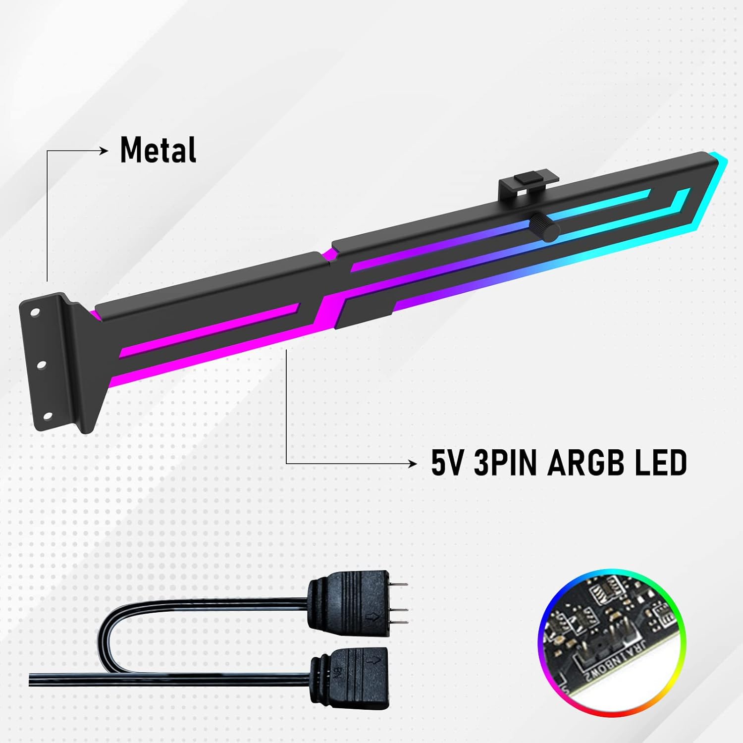 NVRADCHUA ARGB GPU Support Bracket, RGB GPU Holder, black - حامل كرت شاشة
