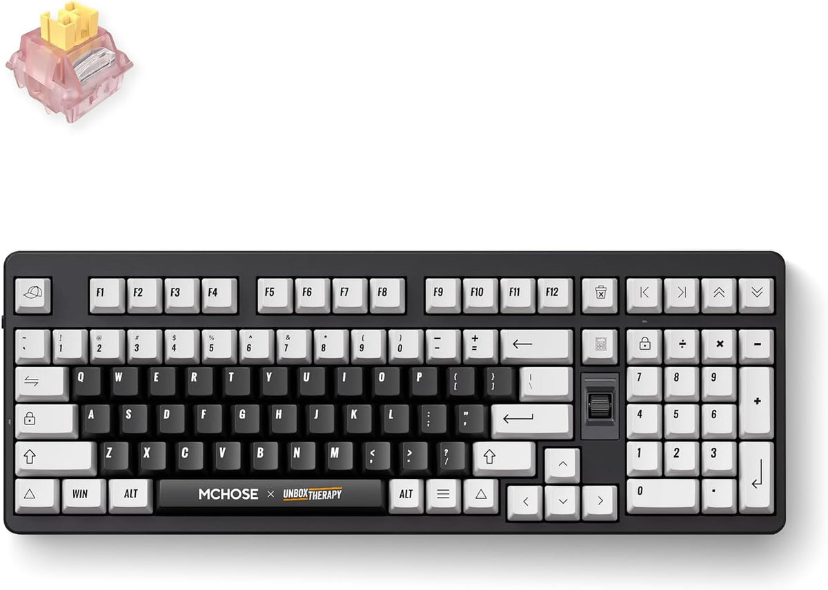 MCHOSE x Unbox Therapy UT98 Wireless Mechanical Keyboard – Classic Therapy Edition (Black & White) - كيبورد ميكانيكي