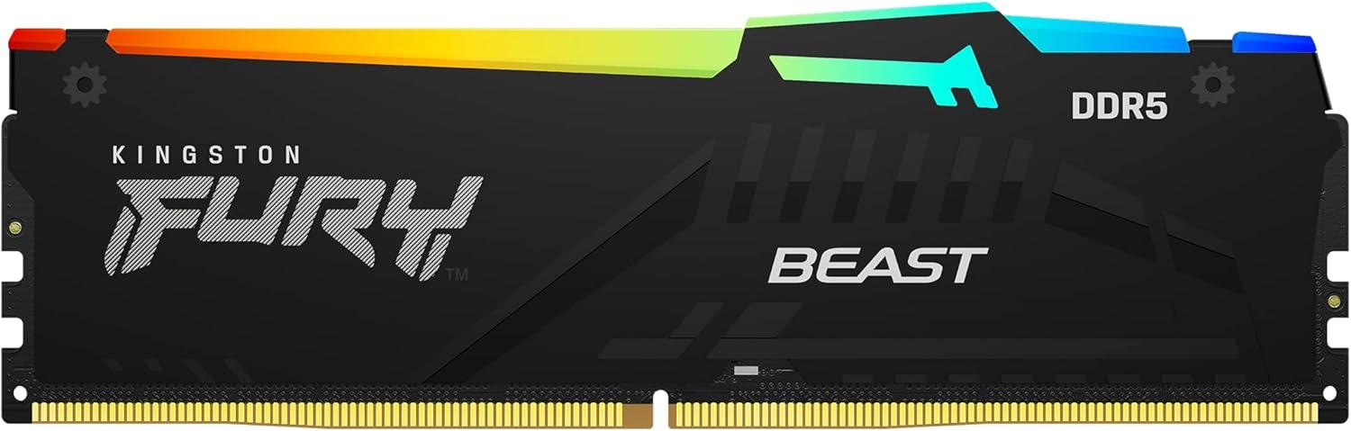 Kingston FURY Beast 16GB (2x8GB) DDR5 6000MT/s CL36 Black RGB EXPO - الذاكرة العشوائية
