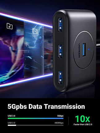 Ugreen محول 4 في 1 USB 3.0 Data Hub + كابل 1M أسود - موزع يو أس بي