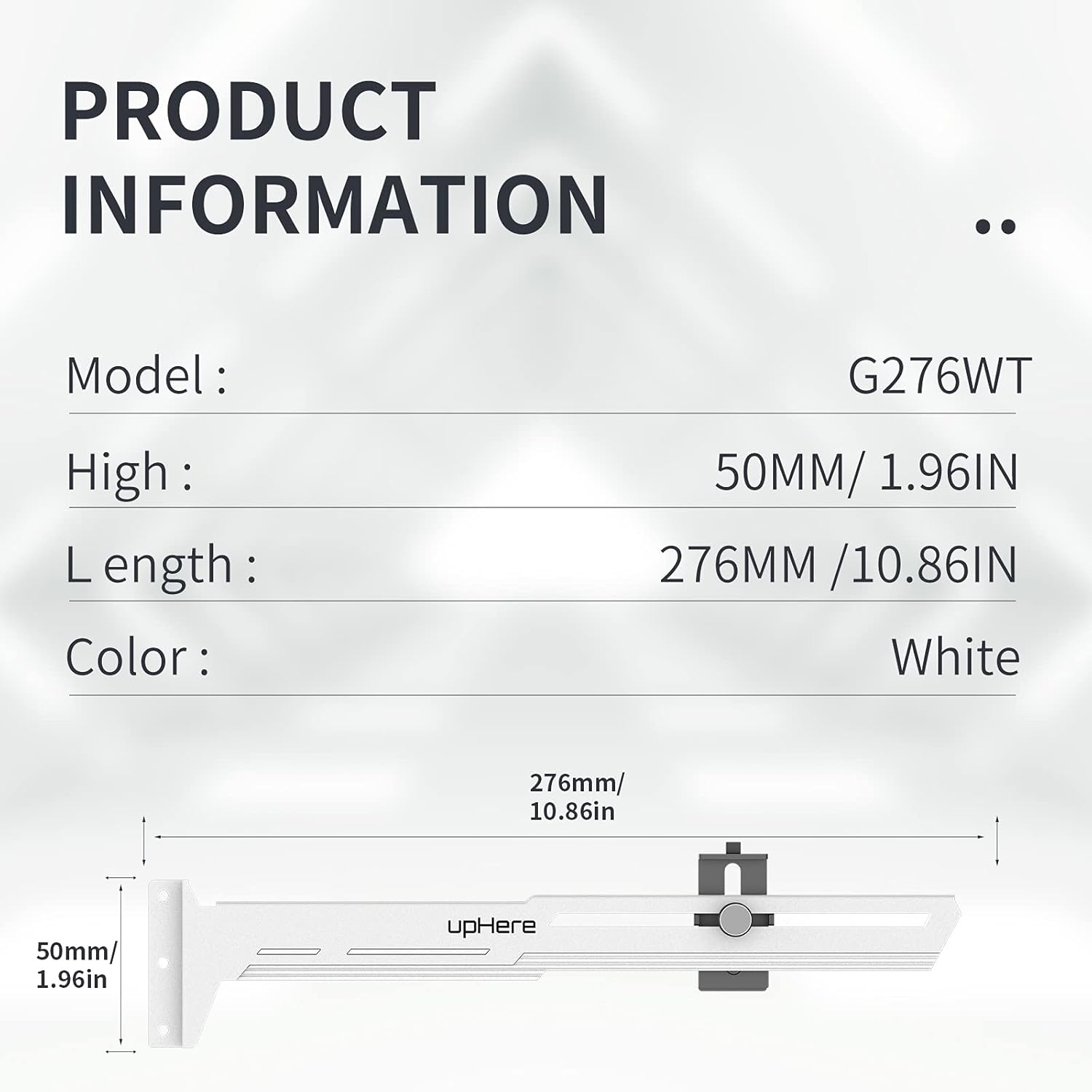 upHere G276WT White Graphics Card GPU Brace Support Video Card Sag Holder/Holster Bracket,Adjustable Length and Height Support,G276WT