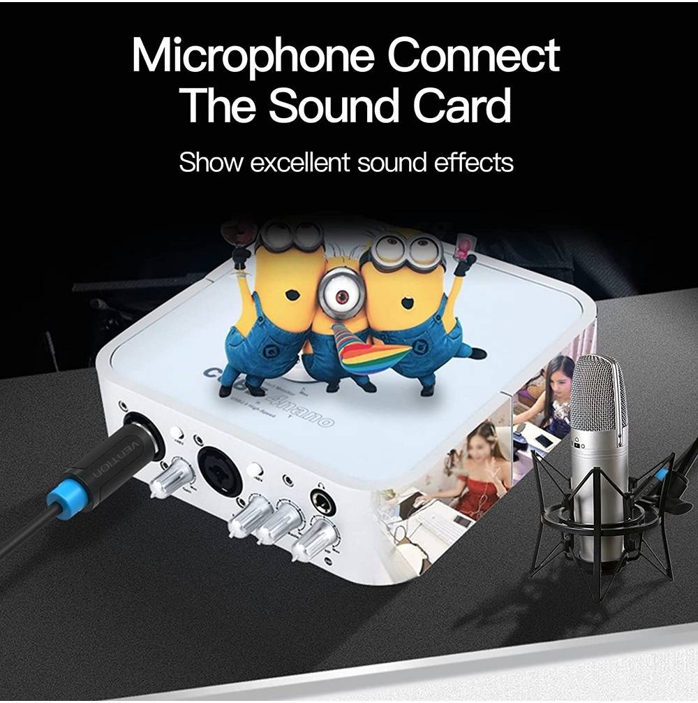 Vention XLR Audio Extension Cable, HIFI Audio Transmission, Mixer Connect Power Amplifier, Interface Display, PVC Jacket, 1.5 Meter, Black - كيبل