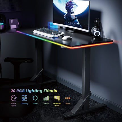 WJ COOLMANT Shape Heavy Duty RGB Gaming Table / Desk Black - طاوله ار جي بي سوداء