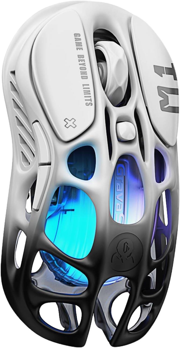 GravaStar Mercury M1 Pro Wireless Gaming Mouse – 26,000 DPI PAW3395DM Sensor • Lightweight Magnesium Alloy • Tri-Mode (Wired/2.4GHz/Bluetooth) • 4K Polling Rate • Up to 200-Hour Battery-ماوس وايرليس