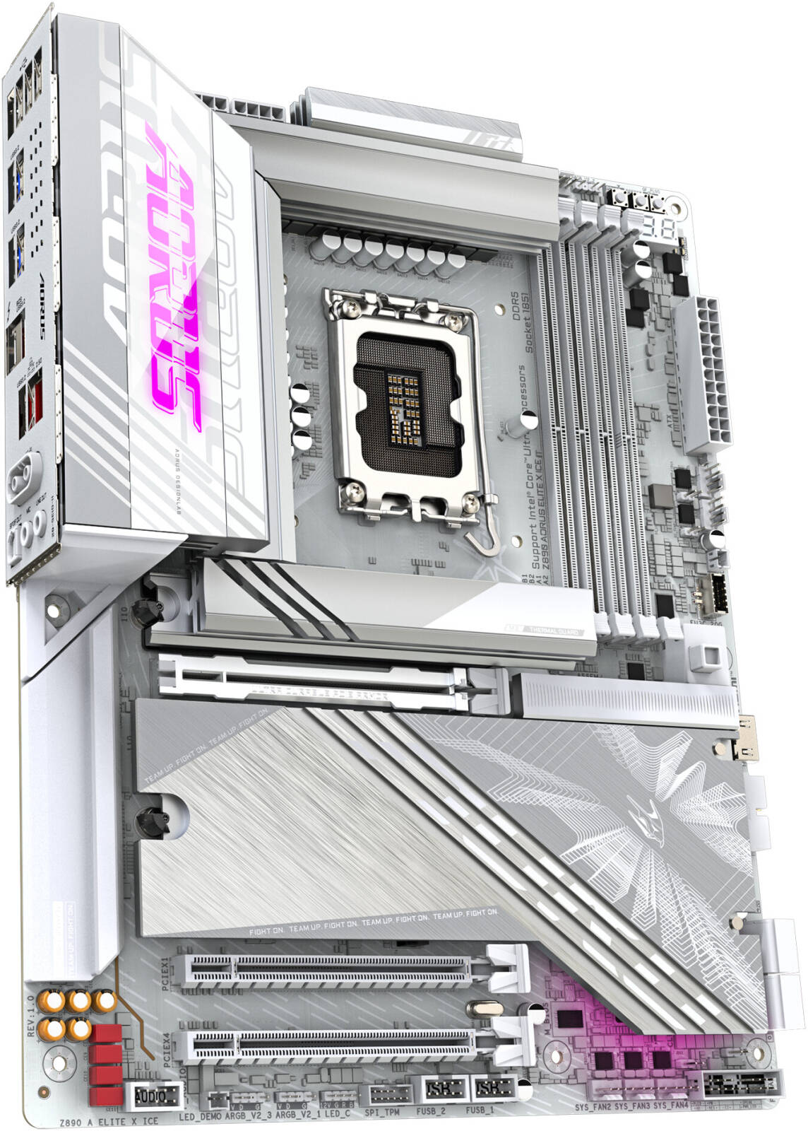 GIGABYTE Z890 Aorus Elite X Ice LGA 1851 ATX Motherboard, Intel Z890 Chipset, White - لوحه ام ببضاء