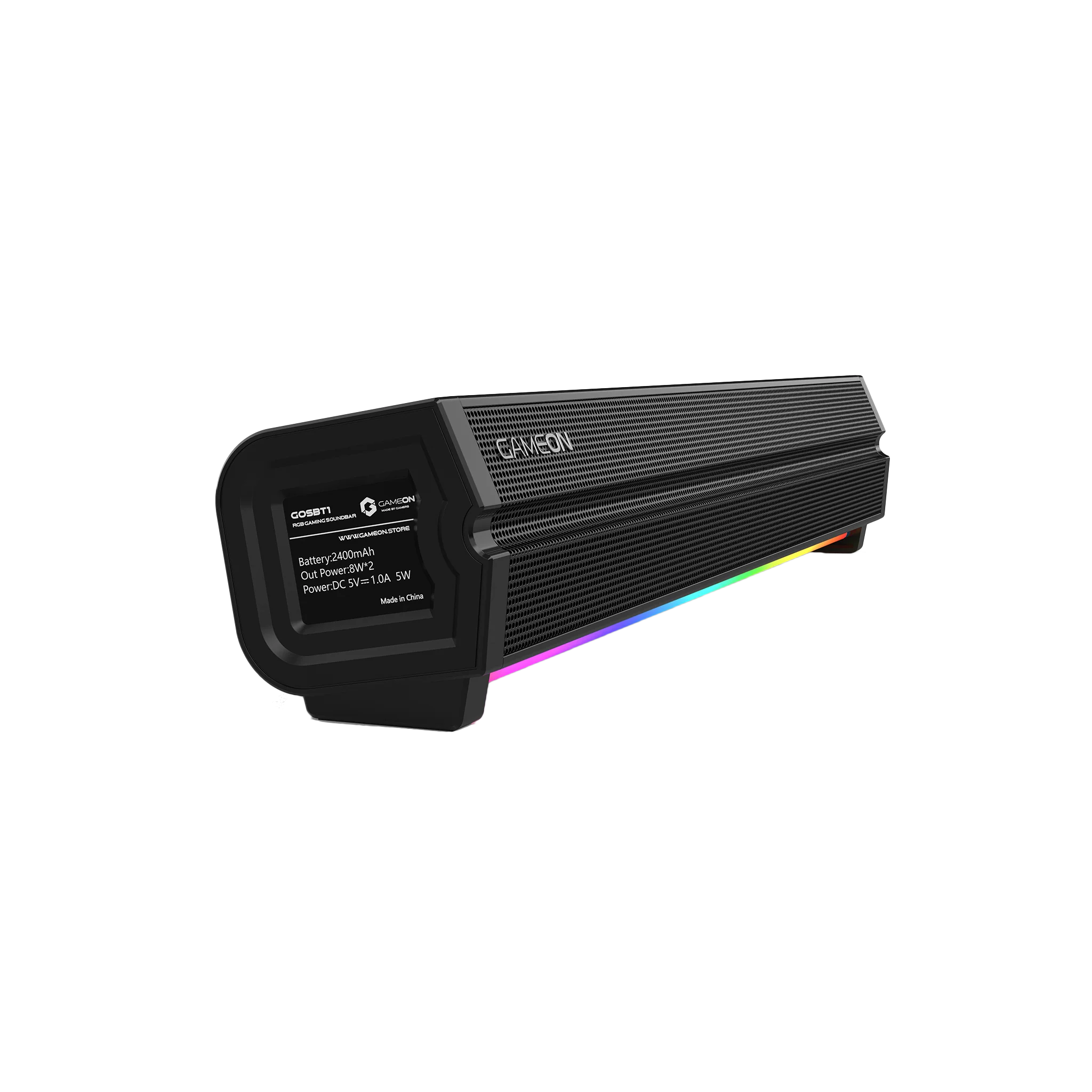 GameOn Sonicstorm X Wireless RGB Gaming Soundbar, Bluetooth 5.3, TWS Mode, 2400mAh, Black - مكبر صوت
