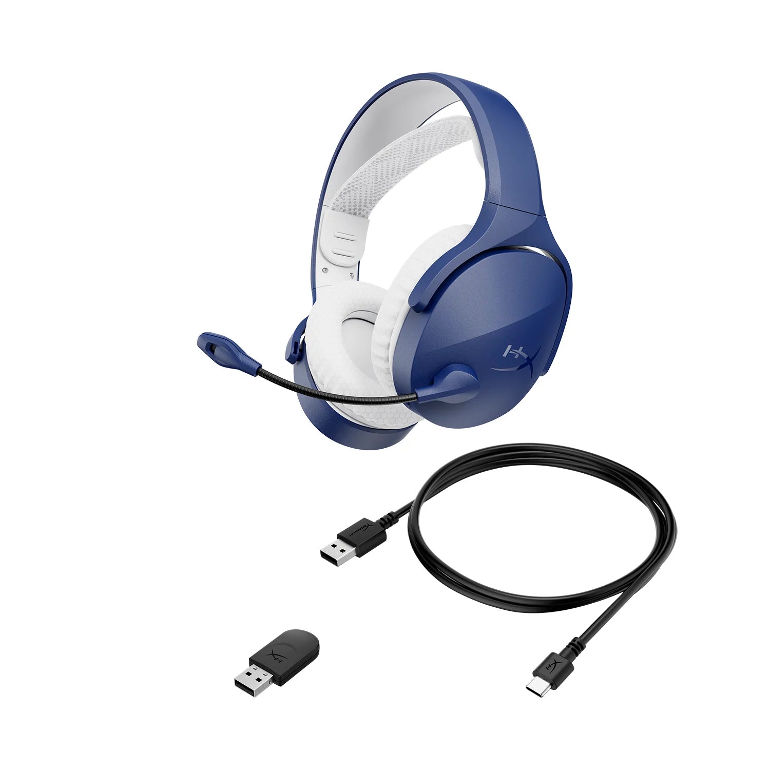 HyperX Cloud Jet Wireless Gaming Headset (Dual Wireless 2.4GHz + Bluetooth 5.3, 40mm Drivers, Up to 25 Hours Battery, PC/PS5/Mobile)  - Blue- سماعة قيمنق وايرليس
