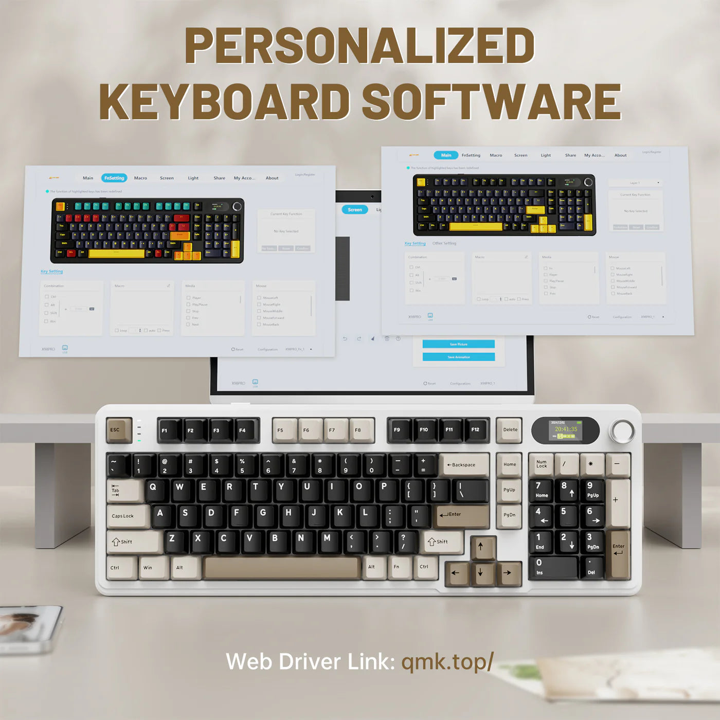 ATTACK SHARK X98PRO Wireless, Tri-Mode Gaming Mechanical Keyboard Cheese White - كيبورد ميكانيكي أبيض