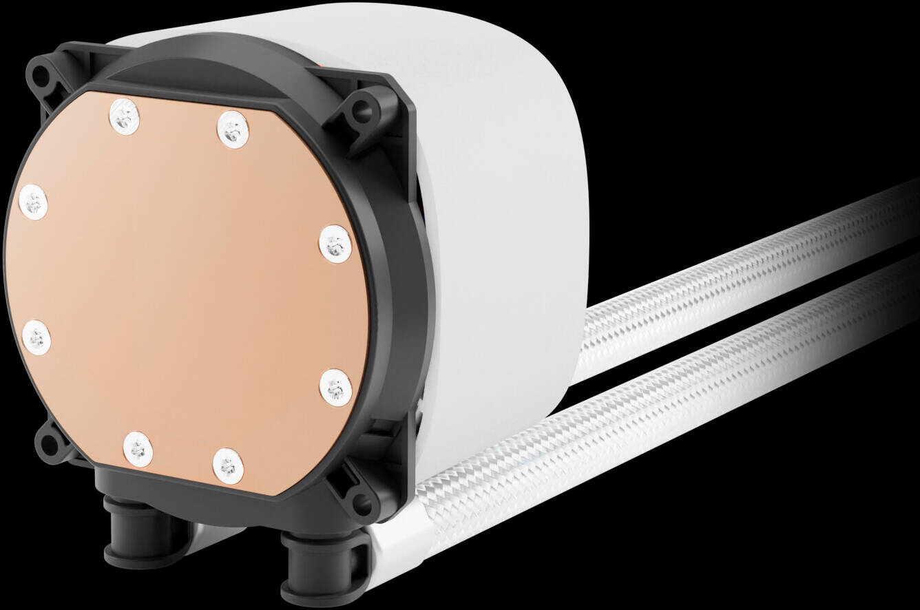 GAMDIAS Aura GL360 V2 Liquid Cooler, Support LGA 1700 / AM5, 800 - 1800 RPM Fan Speed, 2.12 mmH2O Air Pressure, Hydraulic PWM Fans, 73.6 CFM Air Flow, Hidden Cable Routing, White - مبرد  مائي أبيض