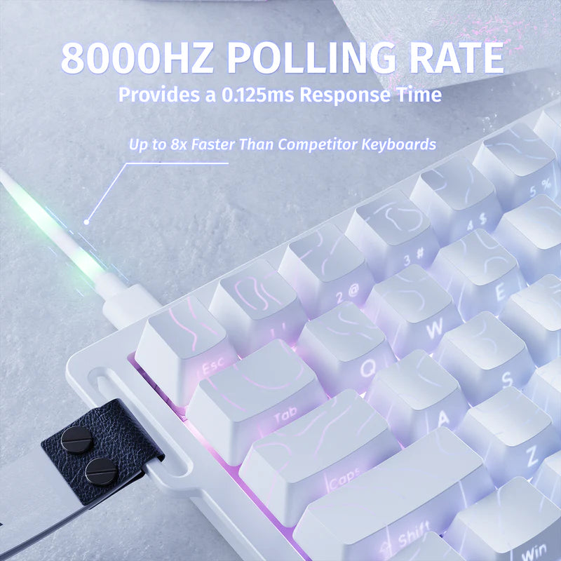ATTACK SHARK X68 HE Rapid Trigger 60% Keyboard Magnetic Switch White Line - كيبورد مغناطيسي