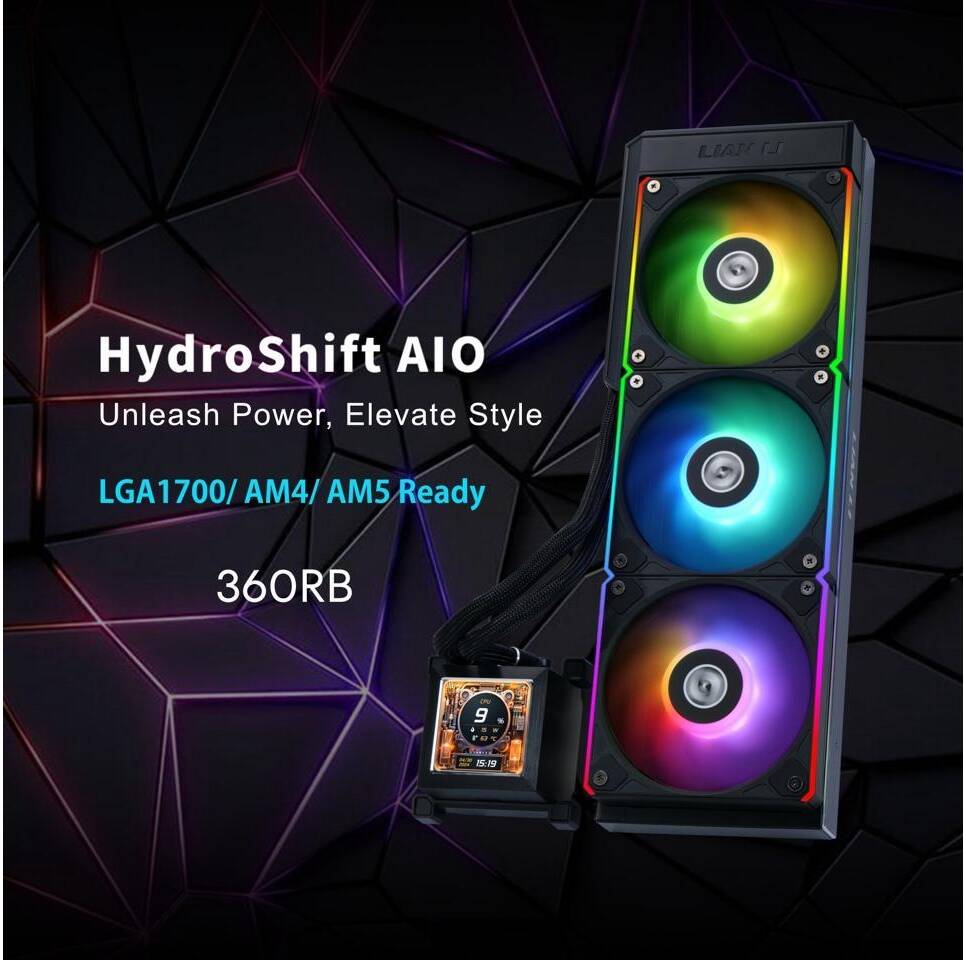 Lian Li HydroShift LCD 360mm RGB Liquid Cooler - Black - مبرد مع شاشه