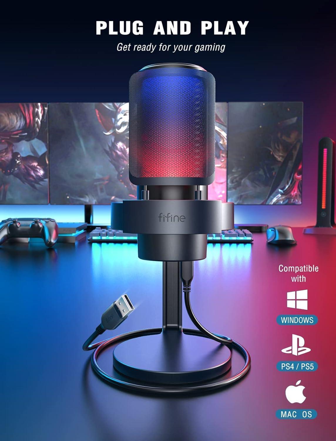 Condenser Mic Ps4 Pc Microphone FIFINE Gaming PC USB Microphone