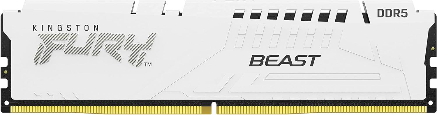 Kingston Fury Beast White 32GB 6000MT/s DDR5 CL30 DIMM (Kit of 2) Desktop Gaming Memory  - رام بيضاء