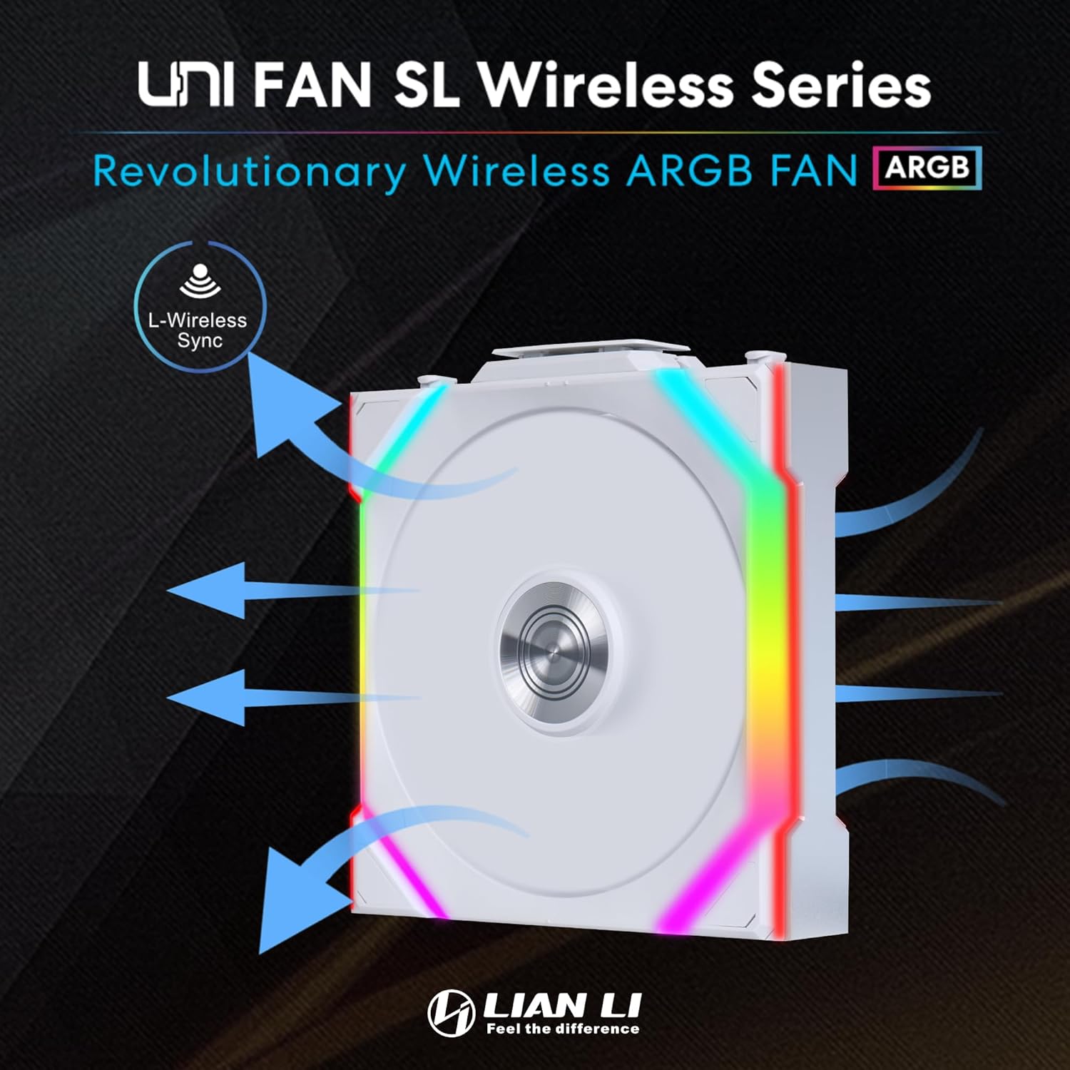 Lian Li UNI Fan SL Wireless Reverse 120mm ARGB Fan Single Pack White - مروحة بيضاء