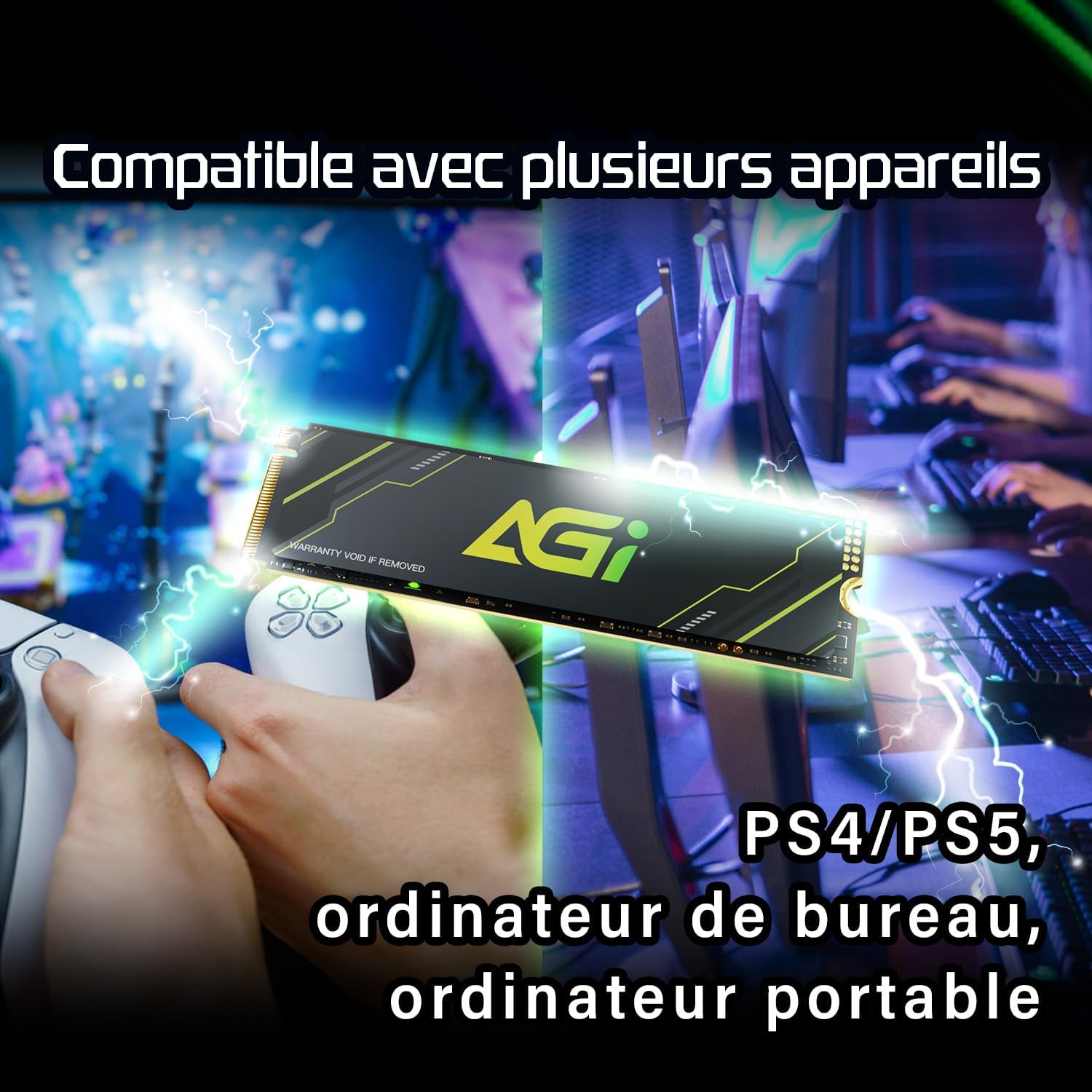 AGI 2TB AI818-43 PCIe NVMe M.2 Gen4x4 SLC Cache 3D NAND Flash Internal Solid State Drive SSD with Graphene Heat Sink (R/W Speed up to 5230/4780 MBs) - تخزين