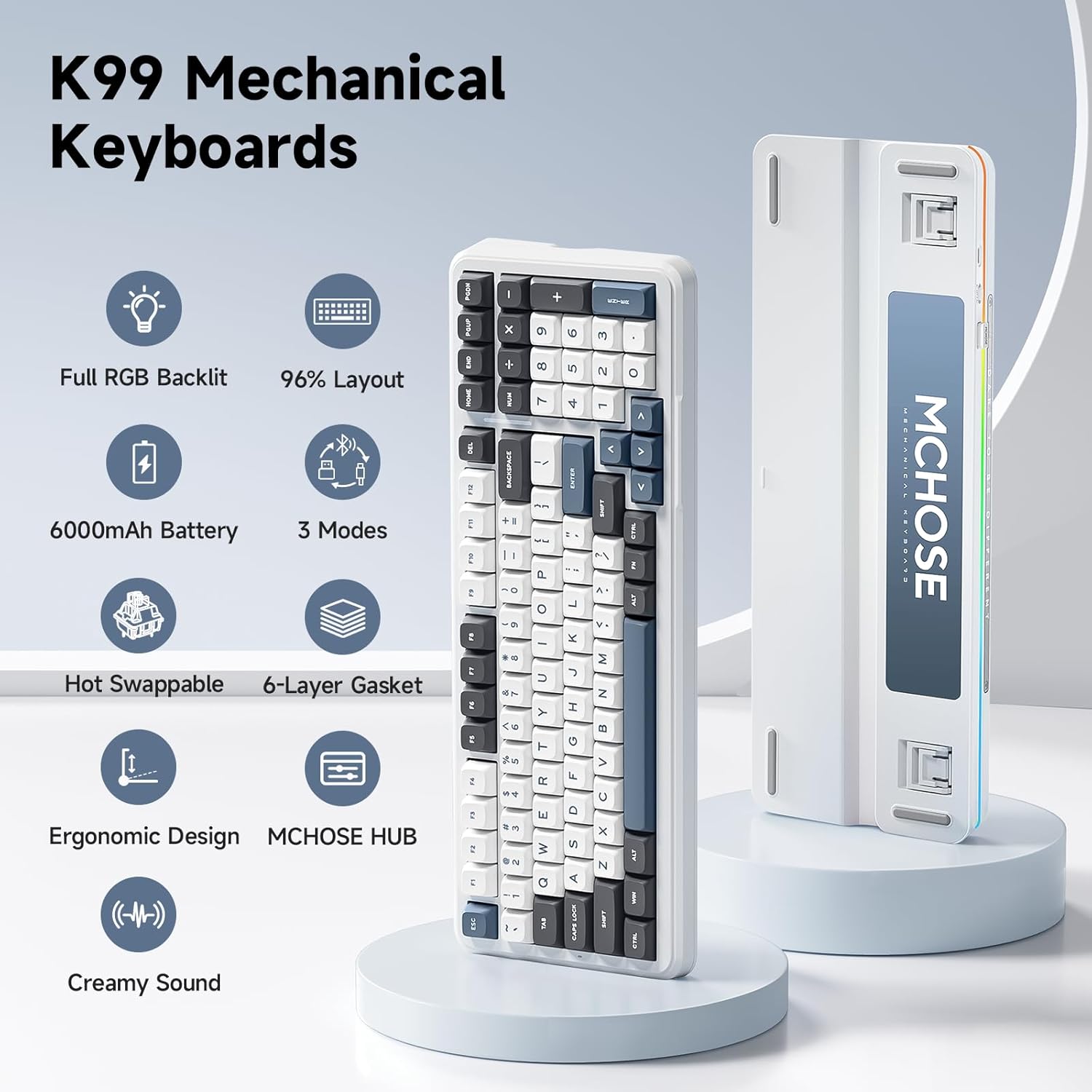MCHOSE K99 V2 Mountains Gradient Wireless Gasket Mount Mechanical Keyboard - كيبورد ميكانيكي