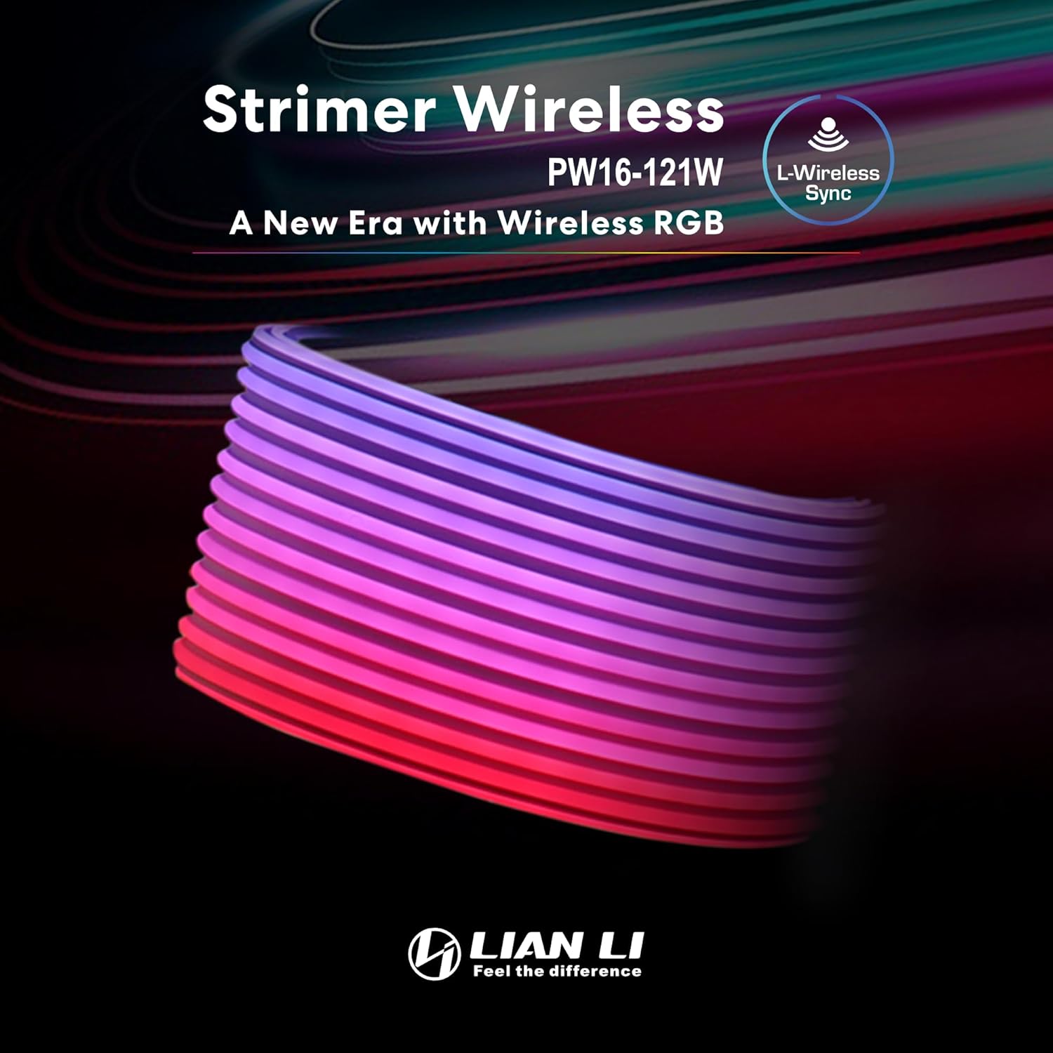 Lian Li Strimer Wireless 16 Pin - Addressable RGB Power Extension Cable with Wireless Control - 12 LED Strip - Wireless Controller - كيبل أر جي بي