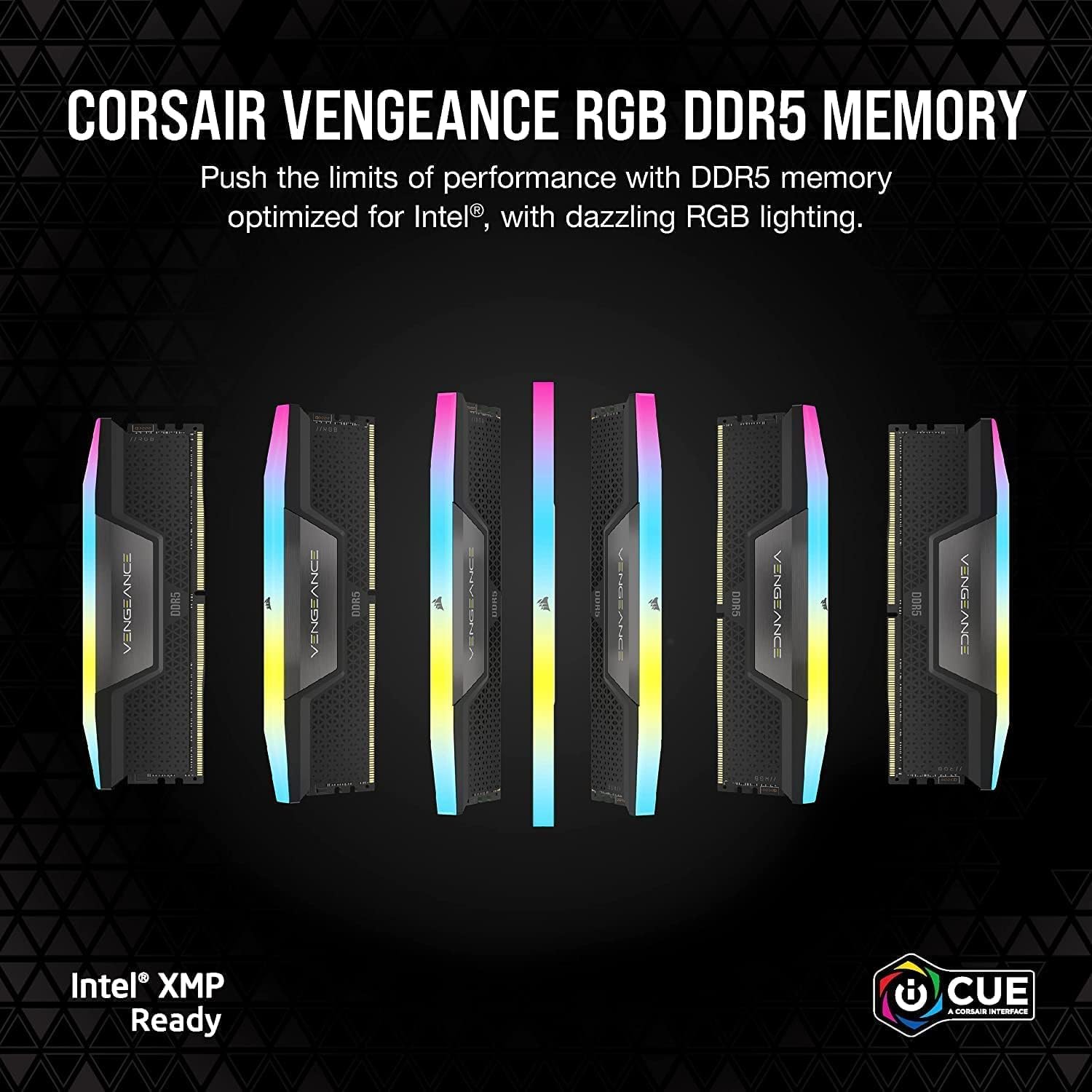 CORSAIR Vengence RGB DDR5 RAM 32GB (2x16GB) 6000MHz CL36-44-44-96 1.35V Intel XMP 3.0 Computer Memory – Black - رامات