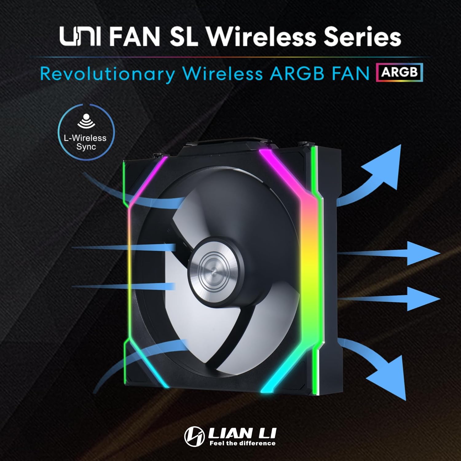 Lian Li UNI FAN SL Wireless 120mm – Black (Single Pack) ARGB PWM PC Fan- مروحة