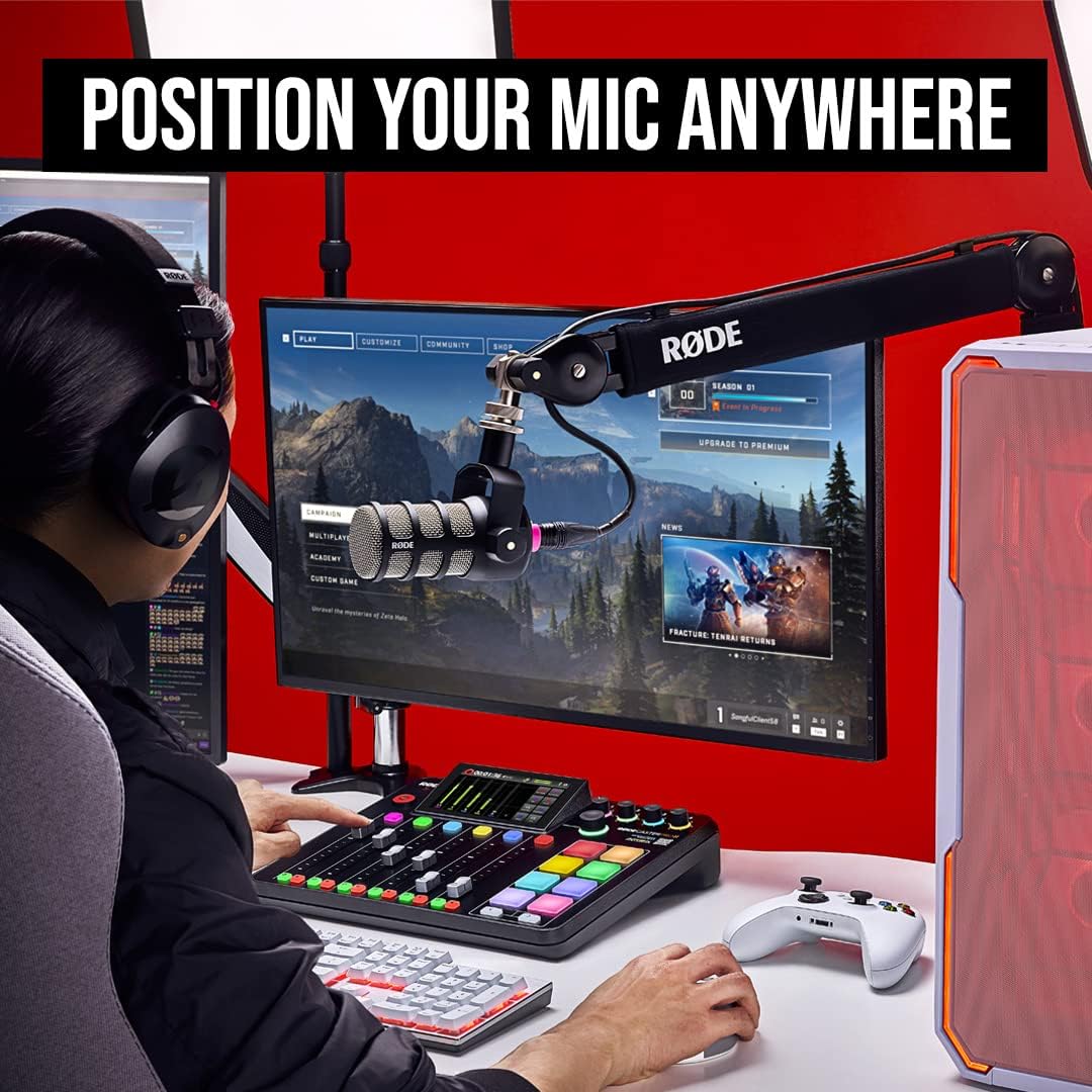 RØDE PSA1+ Professional Studio Boom Arm (Silent Parallelogram Springs, Integrated Cable Management, 360° Rotation) Black - ستاند رود للمايك