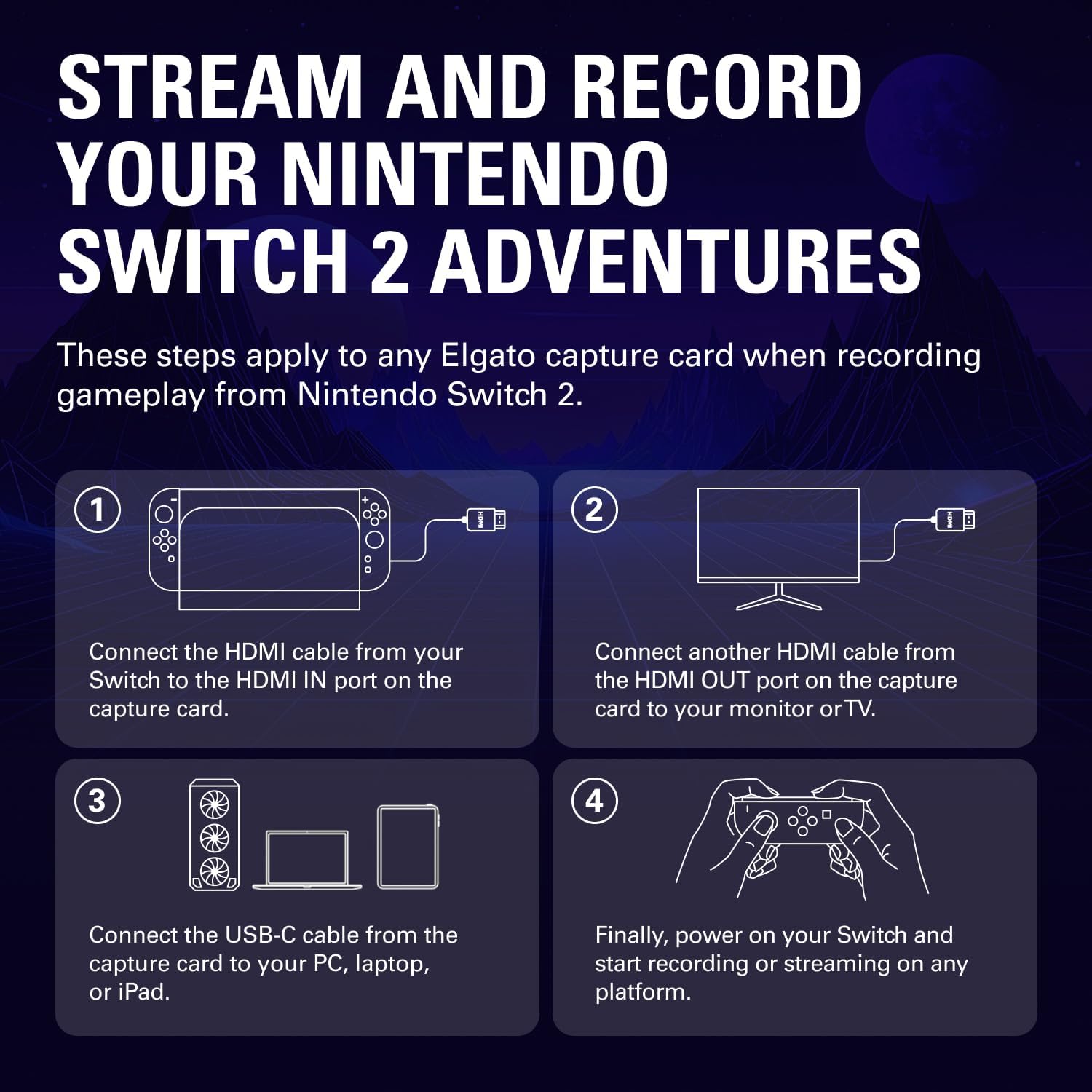 Elgato 4K S Capture Card for PS5, Xbox Series X/S, Switch 2 - 4K60, 1440p120 or 1080p240 passthrough - جهاز تسجيل أحترافي