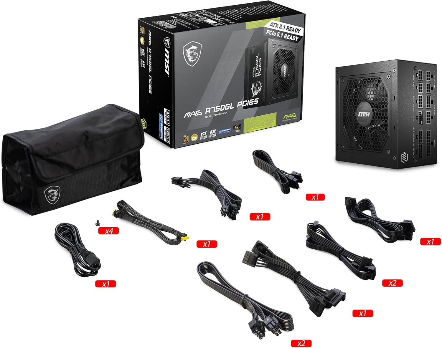 MSI MAG A750GL PCIE5 750W 80 PCIE5 Plus PSU - مزود طاقة